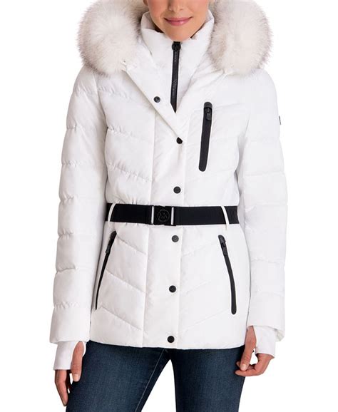 michael kors faux-fur trim quilted puffer coat|faux fur quilted puffer jacket.